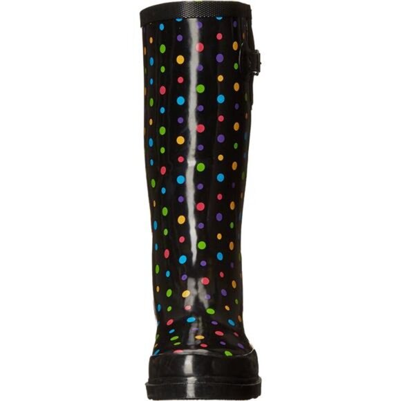 NEW Women's Unique Printed Tall 100% Waterproof Rain Boot Adjustable Strap - Picture 2 of 6